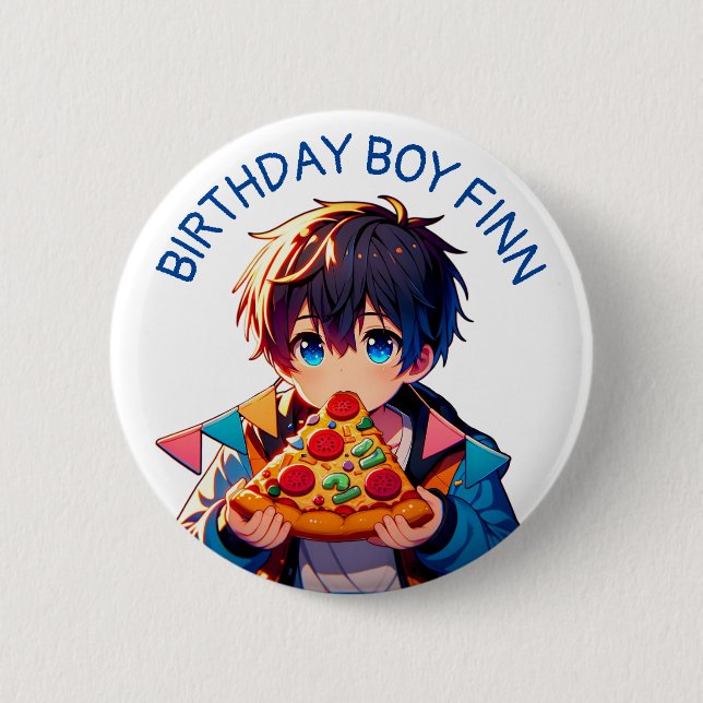 Birthday Boy | Pizza-Party von Anime Boy Button (Vorderseite)
