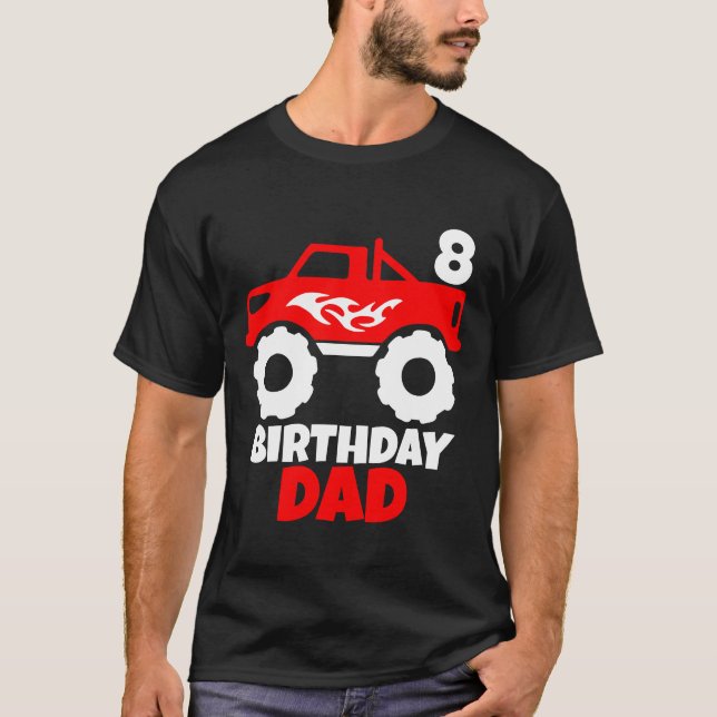 Birthday Boy Red Monster Truck Matching Dad Black T-Shirt (Vorderseite)