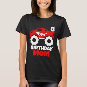 Birthday Boy Red Monster Truck Matching Mama Black T-Shirt