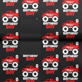 Birthday Boy Red Monster Truck mit Age Black Seidenpapier