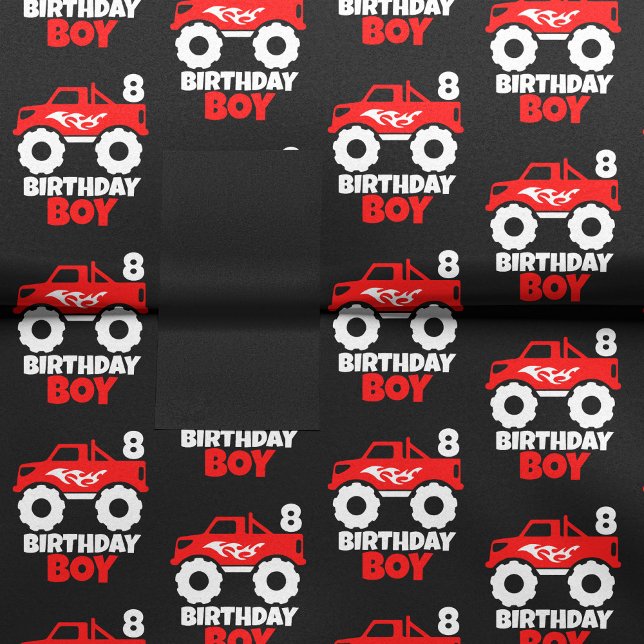 Birthday Boy Red Monster Truck mit Age Black Seidenpapier (Von Creator hochgeladen)