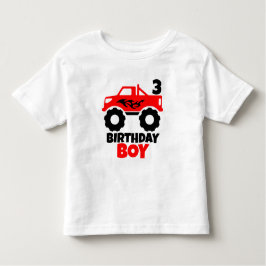 Birthday Boy Red Monster Truck mit Alter Kleinkind T-shirt