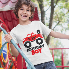 Birthday Boy Red Monster Truck mit Alter T-Shirt