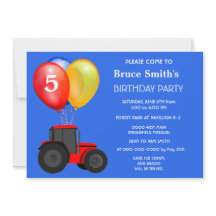 Birthday Boy Red Tractor und Balloons