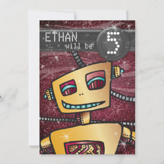 Birthday Boy Robot Comic Book Hero Space SciFi Einladung