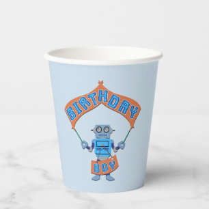 Birthday Boy Robot Pappbecher