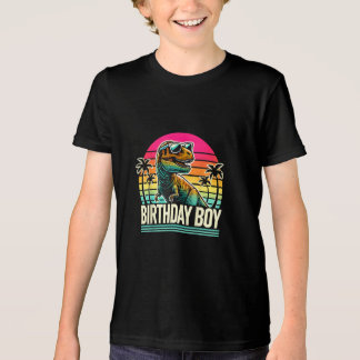 Birthday Boy T-Rex Retro Sunset Coole Vintage Tri- Tri-Blend Shirt