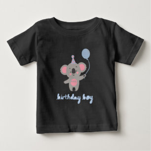 Birthday Boy Teddy Bear Holding a Balloon Baby T-shirt