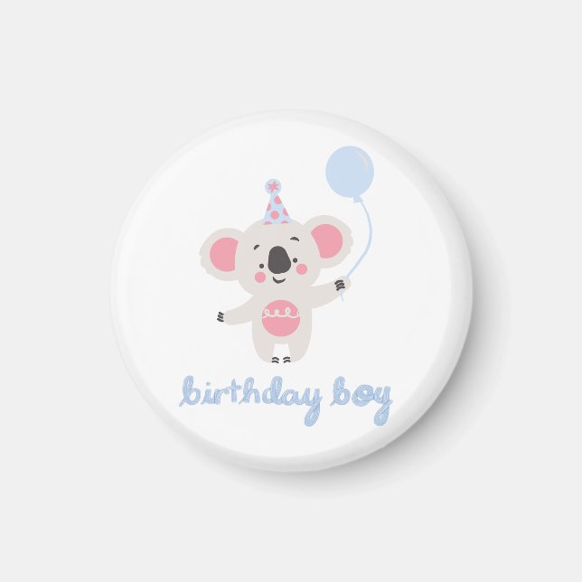 Birthday Boy Teddy Bear Holding a Balloon Magnet (Vorne)
