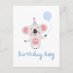 Birthday Boy Teddy Bear Holding a Balloon Postkarte
