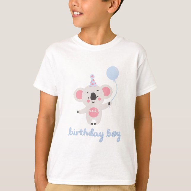 Birthday Boy Teddy Bear Holding a Balloon T-Shirt (Vorderseite)