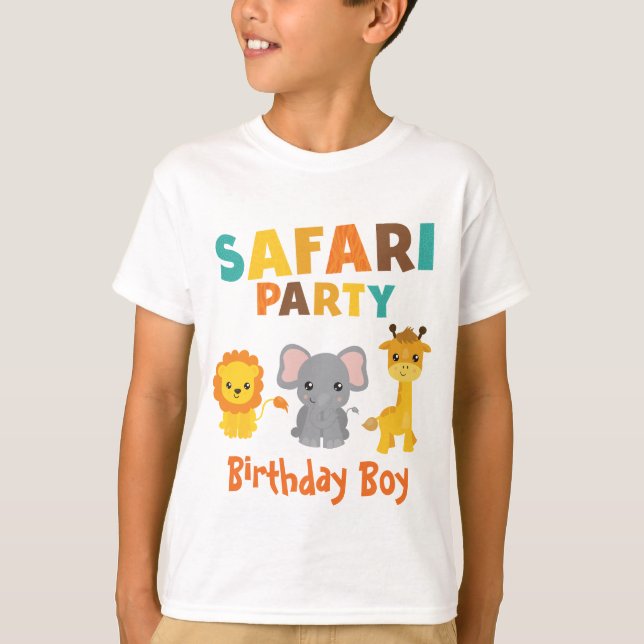 Birthday Boy Trendy Safari Party T-Shirt (Vorderseite)