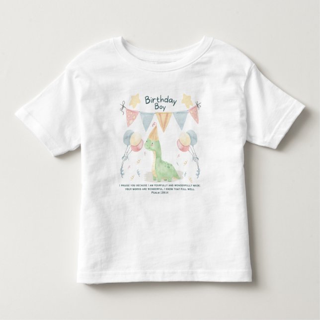Birthday Boy Watercolor Dinosaurier Kleinkind T-shirt (Vorderseite)