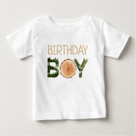 Birthday Boy Watercolor Woodland Baby T-shirt