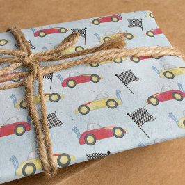 Birthday Boy Whimsical Race Cars Niedliches Party Seidenpapier