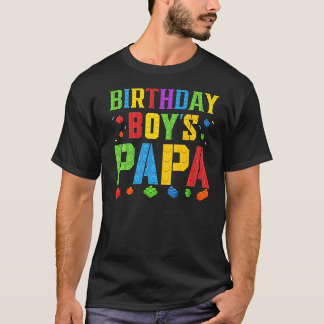 Birthday Boy's Papa Blocks Master Builder Brick Bu T-Shirt (Vorderseite)