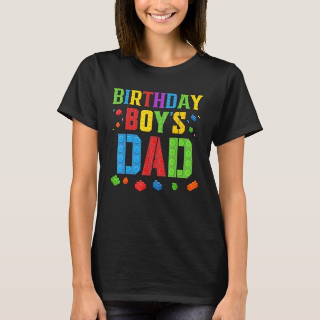 Birthday Boys Vater Blocks Master Builder Brick Bu T-Shirt (Vorderseite)