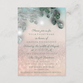 Birthday Brautparty Light Jar Glitzer Rose Einladung