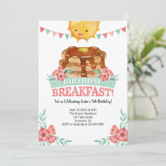 Birthday Breakfast Girls Pancake Einladung