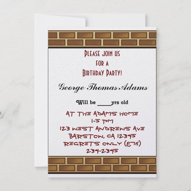 Birthday Brick Party Balloon Pattern Destiny Savvy Einladung (Vorderseite)