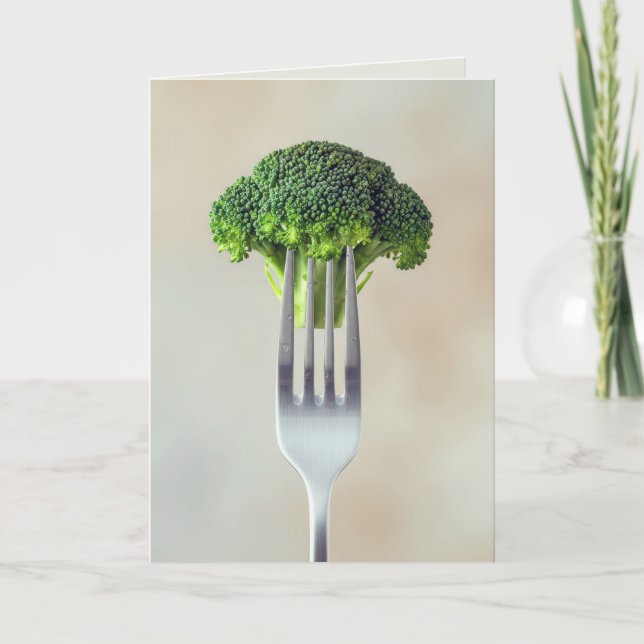 Birthday Broccoli Floret On a Fork  Karte (Vorderseite)