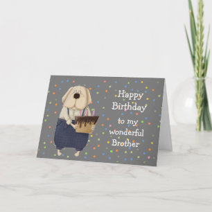 Birthday Brother Cute Dog Watercolor Card Karte