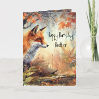 Birthday Brother Fox Forest Wildlife Animals Art Karte