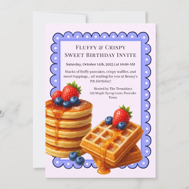 Birthday Brunch Party | Waffeln Einladung (Vorderseite)