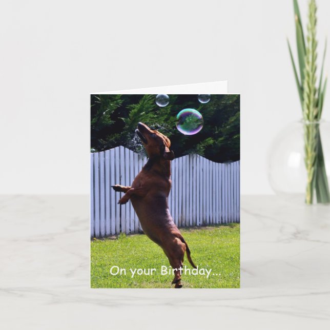 Birthday Bubble Dog Karte (Vorderseite)