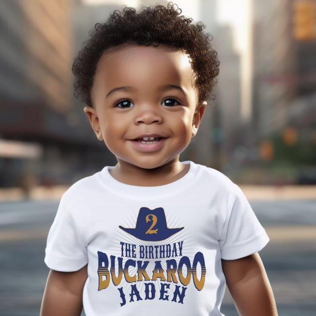 "Birthday Buckaroo" Cowboy Western Kindergeburtsta Kleinkind T-shirt ("The birthday buckaroo" customizable birthday t-shirt cowboy birthday party theme western cowboy hat)