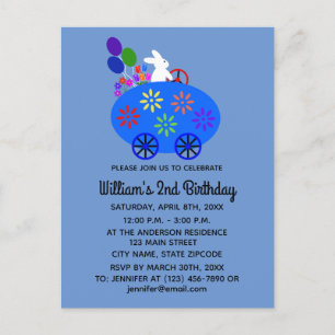 Birthday Bunny Egg Car #2 Einladung Postkarte