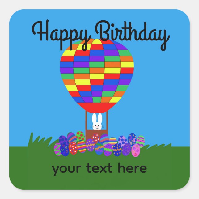 Birthday Bunny Hot Air Ballon #2 Stickers (Vorderseite)