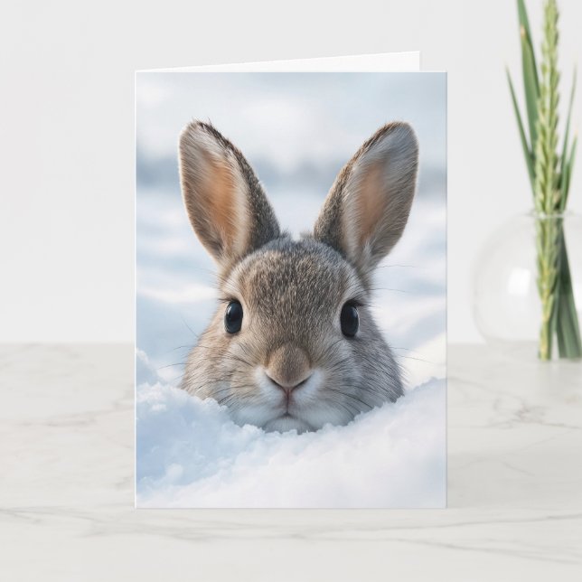Birthday Bunny In a Deep Snowdrift Karte (Vorderseite)