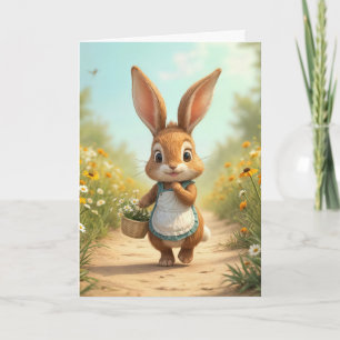 Birthday Bunny mit Daisy Basket Karte