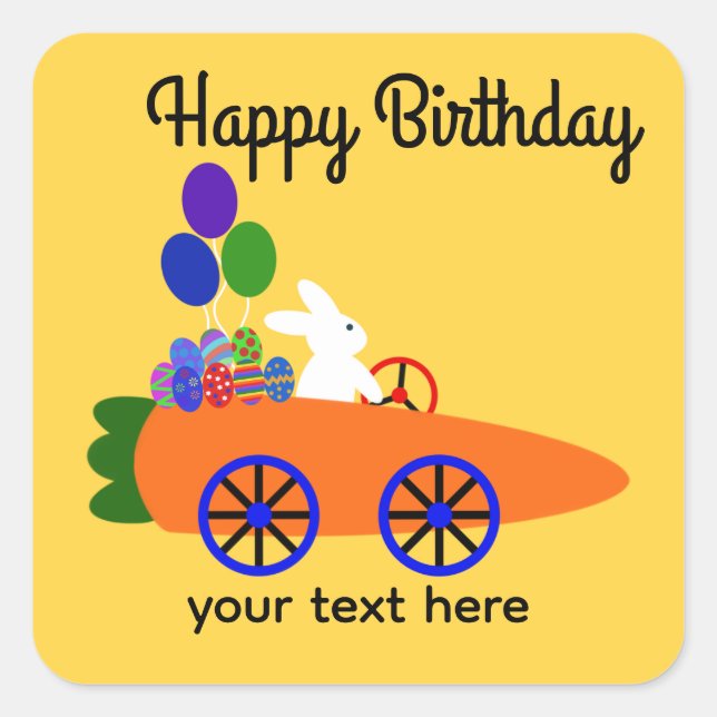 Birthday Bunny Riding Carrot Auto #3 Stickers (Vorderseite)