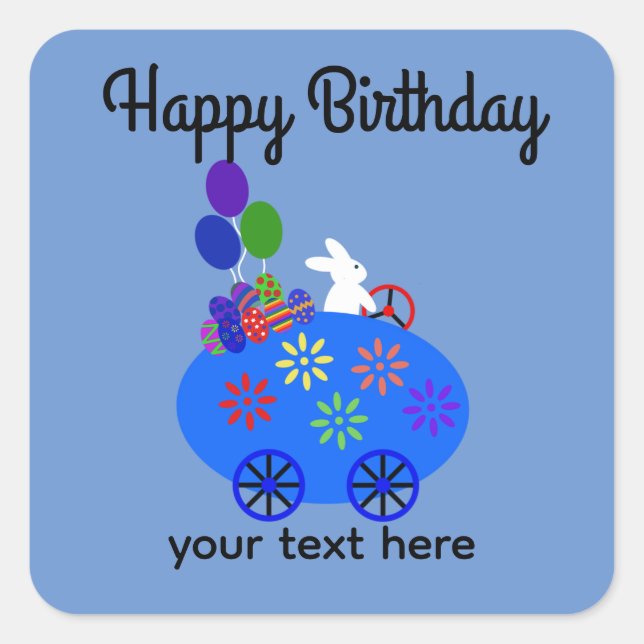 Birthday Bunny Riding Egg Auto #3 Stickers (Vorderseite)
