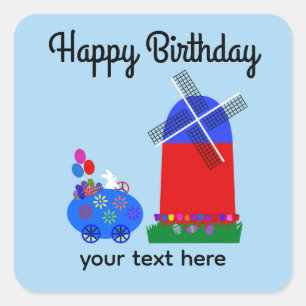 Birthday Bunny Riding Egg Auto #4 Stickers