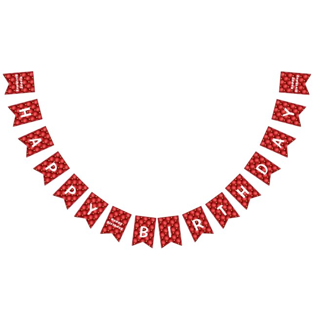 Birthday Bunting Flags Gold Red Diamonds getuftet Wimpelkette (Alle)