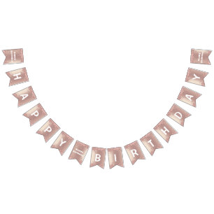 Birthday Bunting Flags Rosen Blush Glitzer Tropfen Wimpelkette