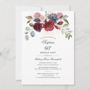 Birthday Burgundy Floral Geburtstagsparty Einladung