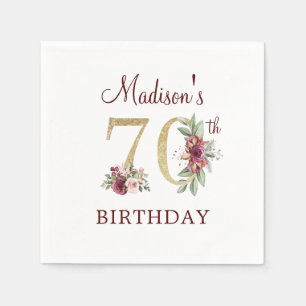 Birthday Burgundy Gold Personalisiert Napkins Serviette