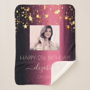 Birthday burgundy goldene Sterne Rosa Foto Sherpadecke