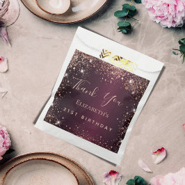 Birthday burgundy Rose gold tiara vielen Dank Geschenktütchen