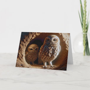 Birthday Burrowing Owls In einer Höhle Karte