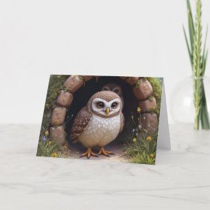 Birthday Burrowing Owls In einer Höhle Karte