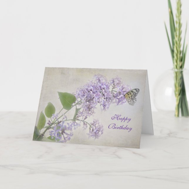 Birthday Butterfly auf Lilac Karte (Vorderseite)