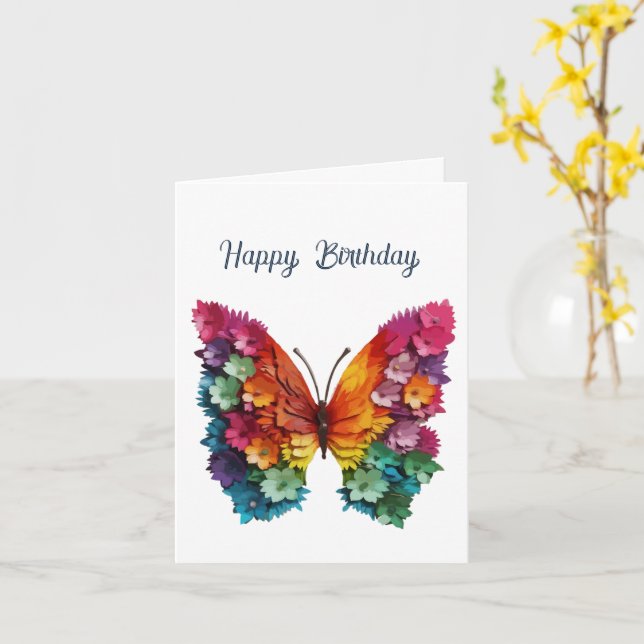 Birthday Butterfly Flowery Wings Card Karte (Gelbe Blume)