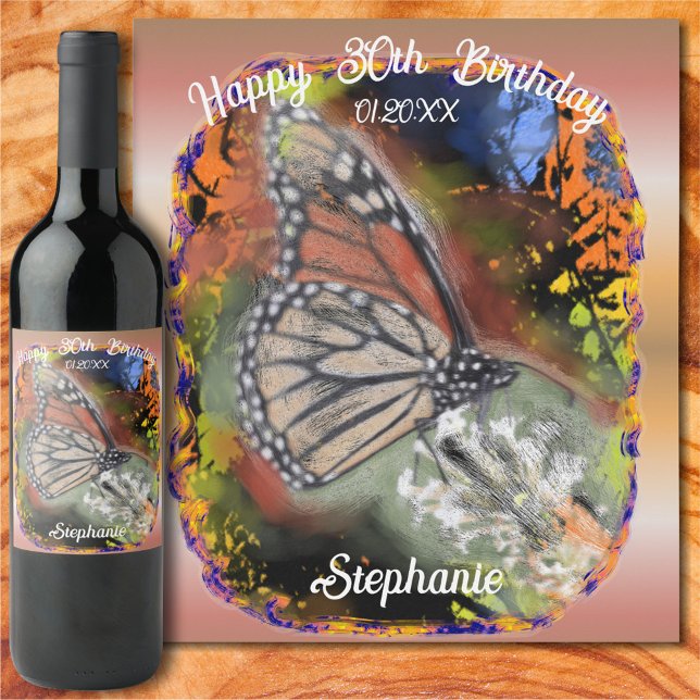 Birthday Butterfly Weinetikett (Von Creator hochgeladen)