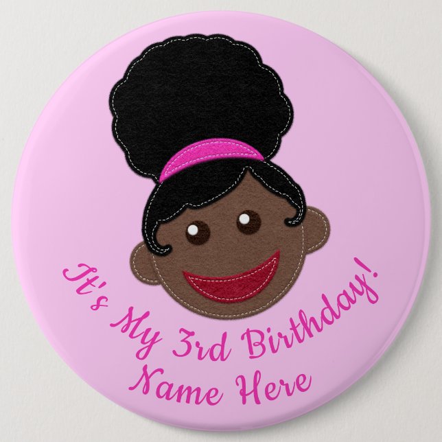 Birthday Button Afro Puff Girl (Vorderseite)