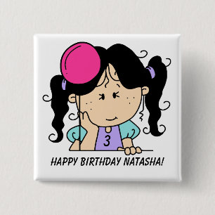 Birthday Button für benutzerdefinierte schwarzhaar